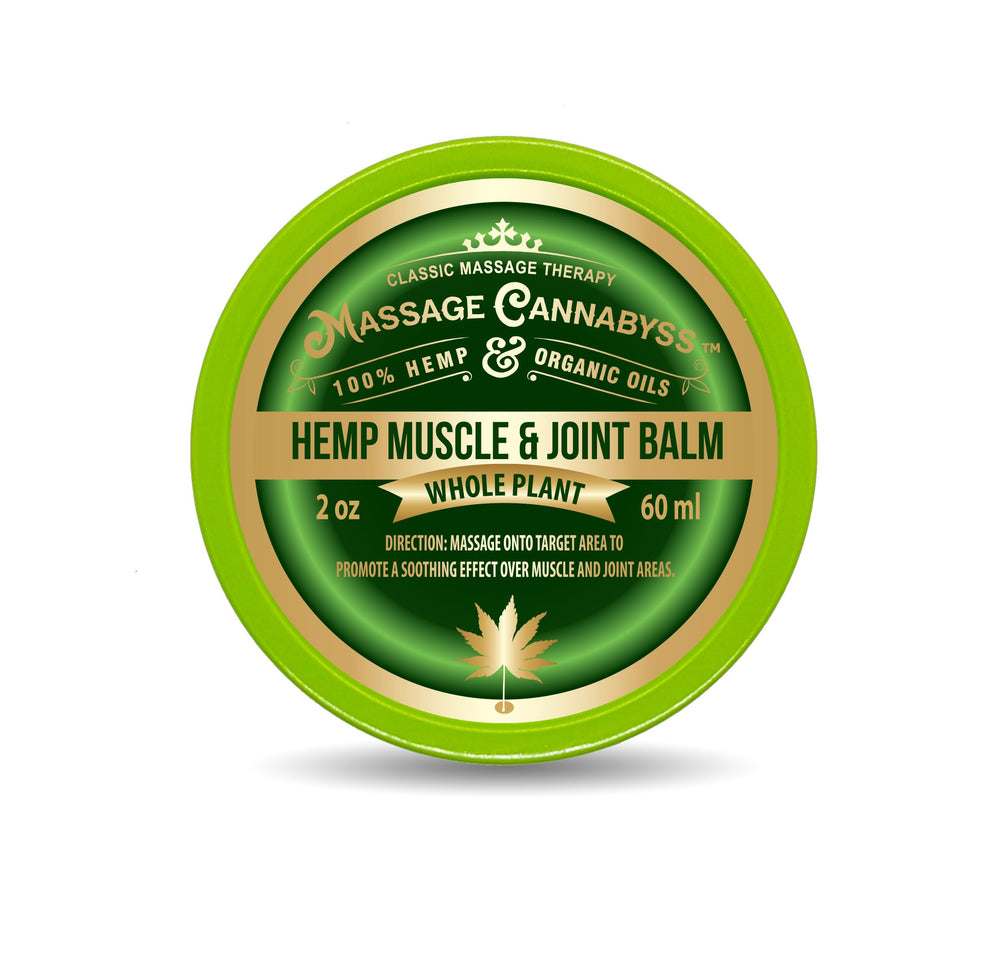 Massage Cannabyss Hemp Muscle Balm jar for soothing muscle comfort after workouts.