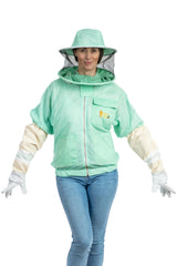 Detachable veil on Massive Bee Store jacket ready for cleaning and storage