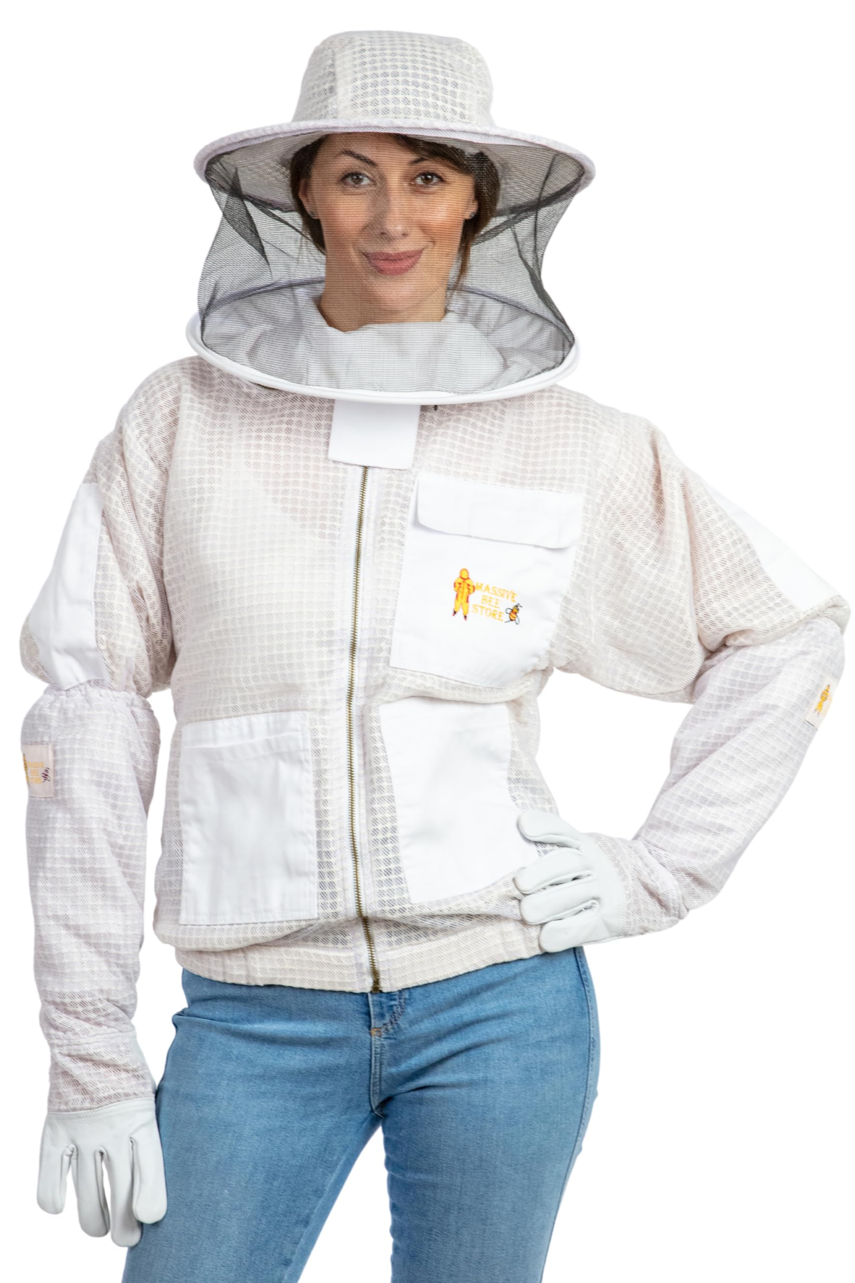 Massive Bee Store ventilated jacket with round veil for comfortable field use.