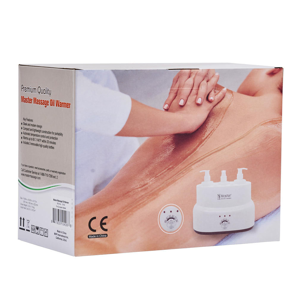 Master Massage warmer side view showing compact design.