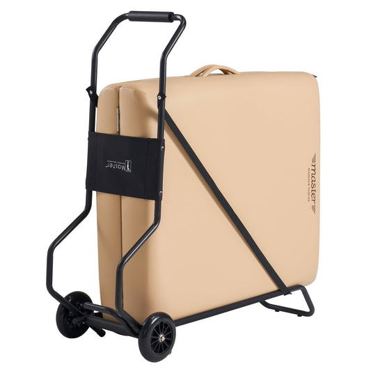 Master Massage table cart with cushioned foam handle provides comfortable grip.