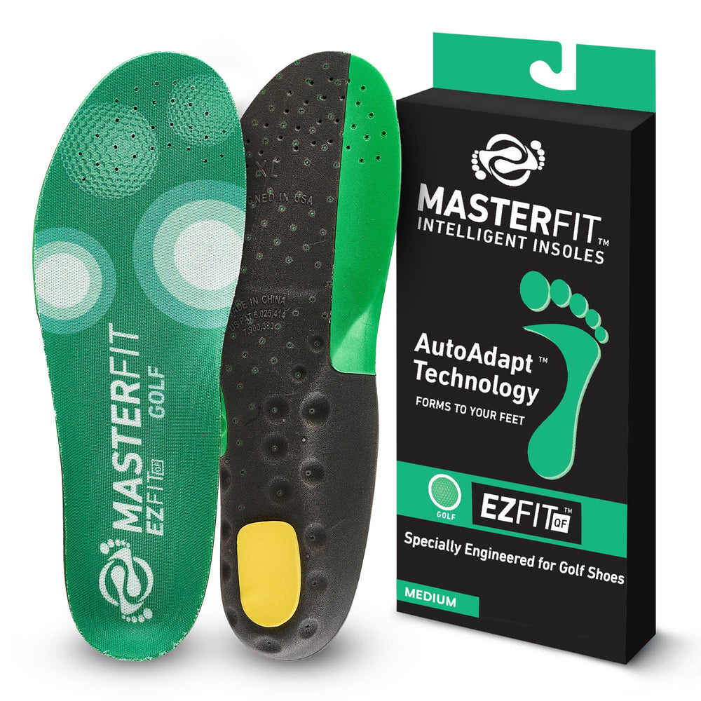 Masterfit EZQF arch-support insole provides stable footing for a precise golf swing.