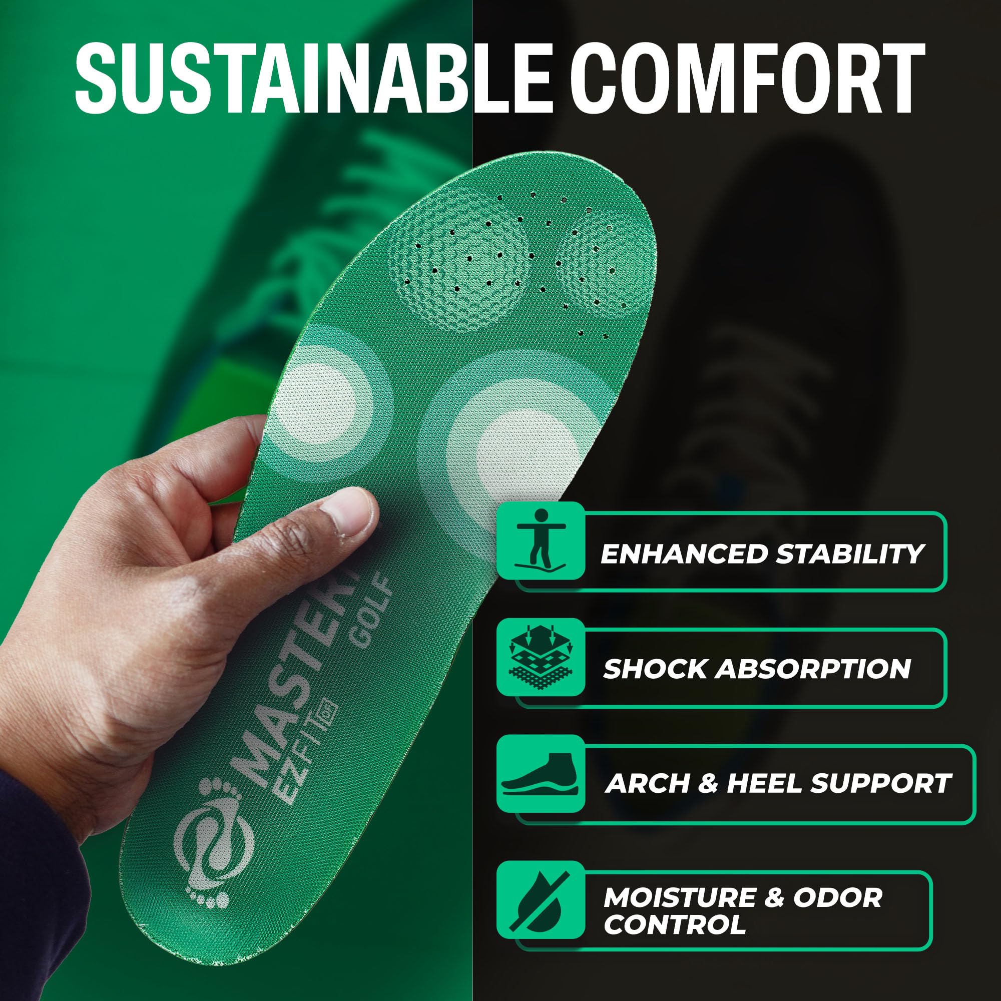 Masterfit EZQF balance-stability insole promotes even pressure and steady footing.