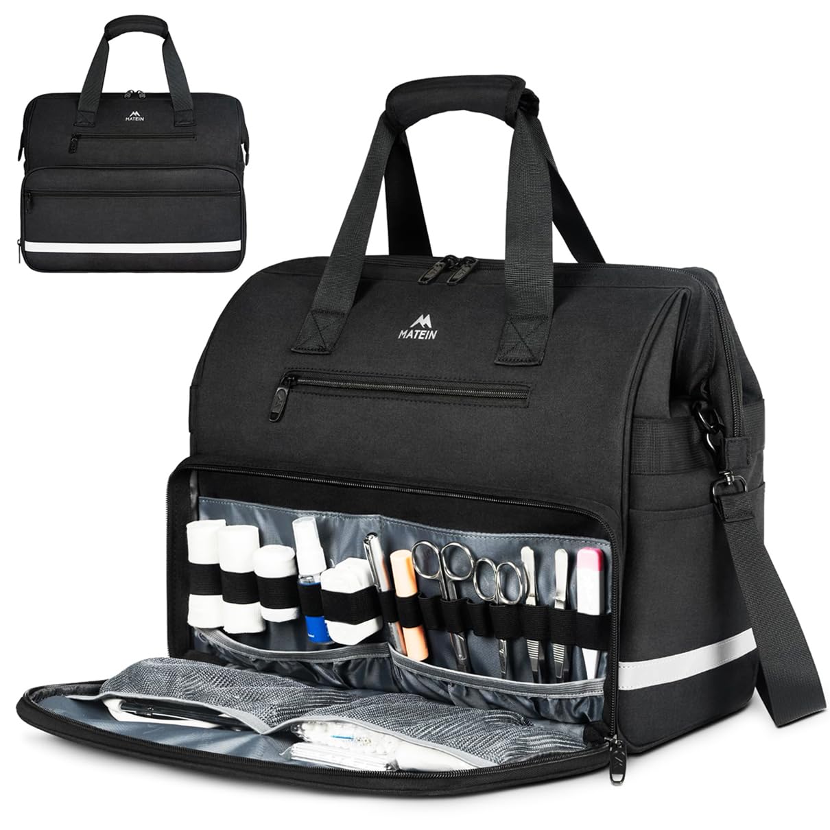 MATEIN medical bag front view demonstrates durable exterior for on-the-go care.
