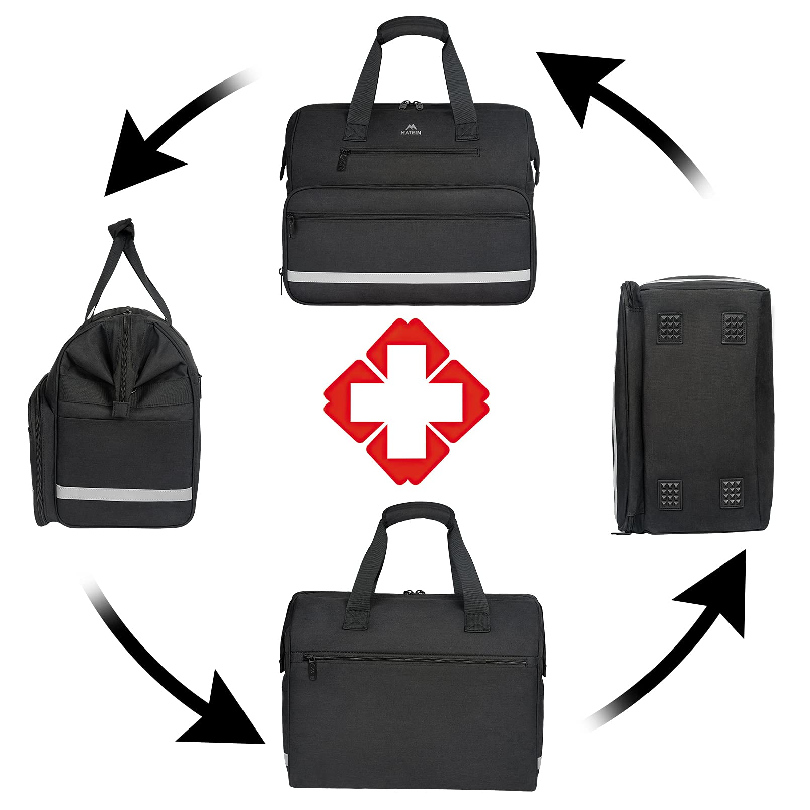 MATEIN bag non-slip bottom stabilizes placement on varied surfaces.