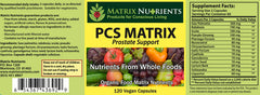 PCS Matrix capsules in blister pack highlighting natural ingredients
