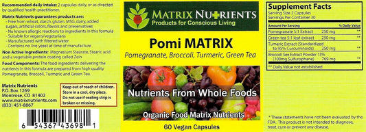 Close-up of POMI Matrix capsules for easy daily intake