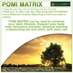 Packaging label of POMI Matrix 60 capsules