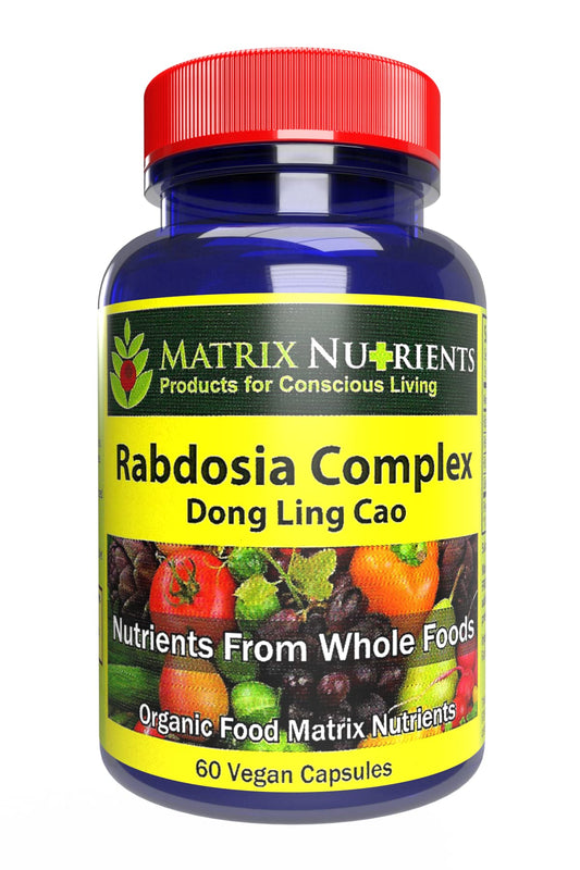 Matrix Nutrients Rabdosia Complex bottle with capsules supports daily antioxidant balance.