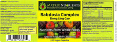 Matrix Nutrients Rabdosia Complex bottle and capsules on neutral background.