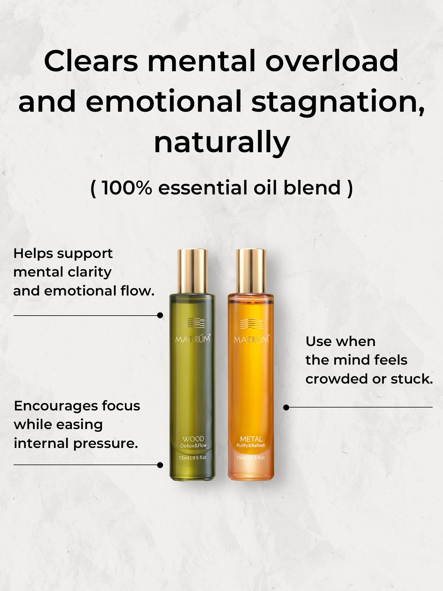 MATRÚM citrus and mint essential oils deliver an uplifting, refreshing aromatherapy blend.