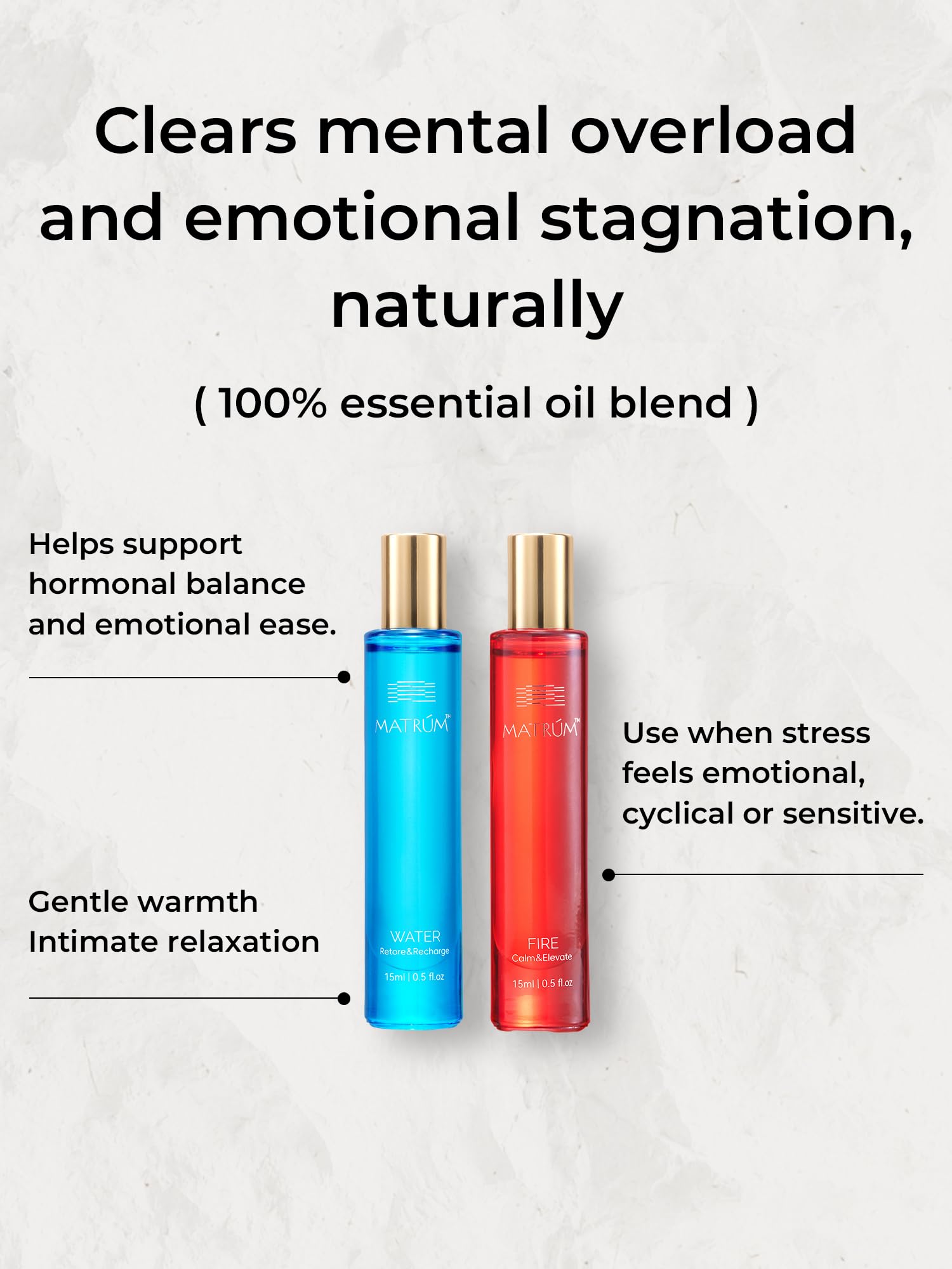 MATRÚM Water blend calms body and mind with floral notes.