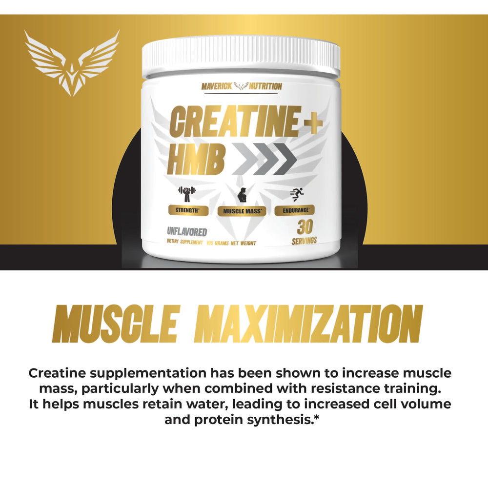 Glass of water with Maverick Nutrition Creatine HMB mixed for post-workout recovery.