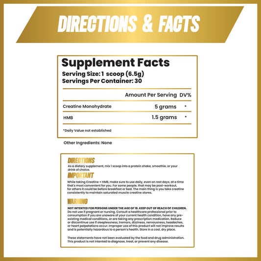 Creatine HMB powder dispense shows convenient scoop and dosed servings.