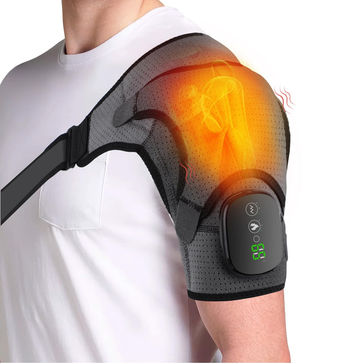 MAVLLY heated shoulder wrap in packaging for quick setup and gifting