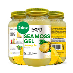 MAX FIT Sea Moss Gel 24oz gold jar for daily nutrition and versatility.