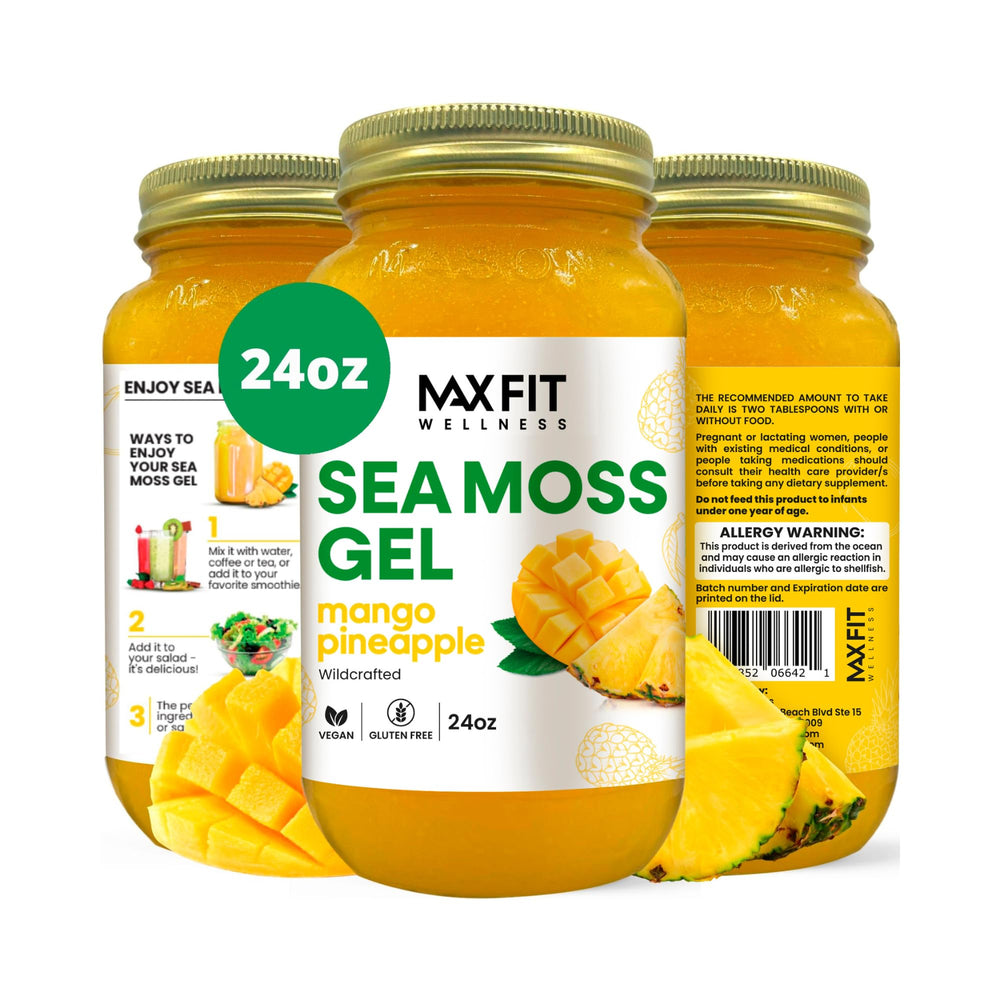 MAX FIT Sea Moss Gel jar, 24oz, flavor-neutral gel for easy daily use.