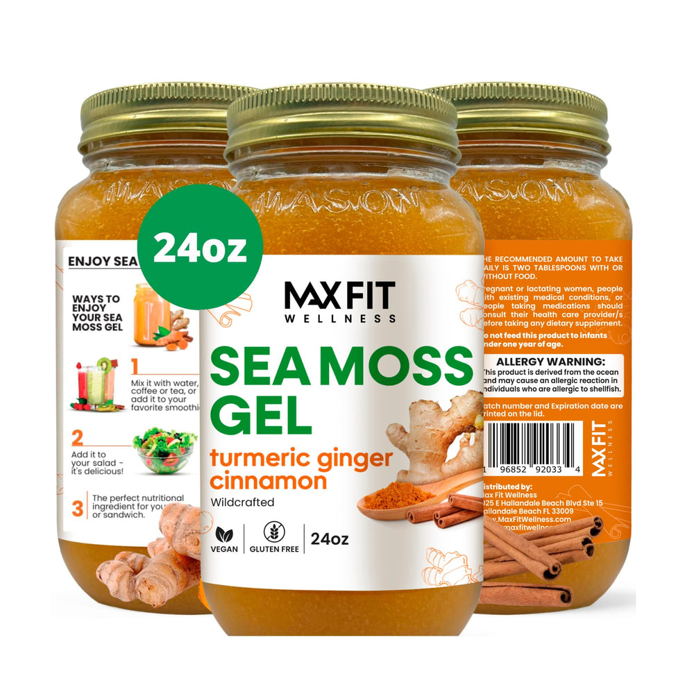 MAX FIT Sea Moss Gel 24oz jar for easy daily use in smoothies or bowls.