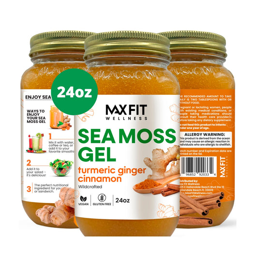 MAX FIT Sea Moss Gel 24oz jar for easy daily use in smoothies or bowls.