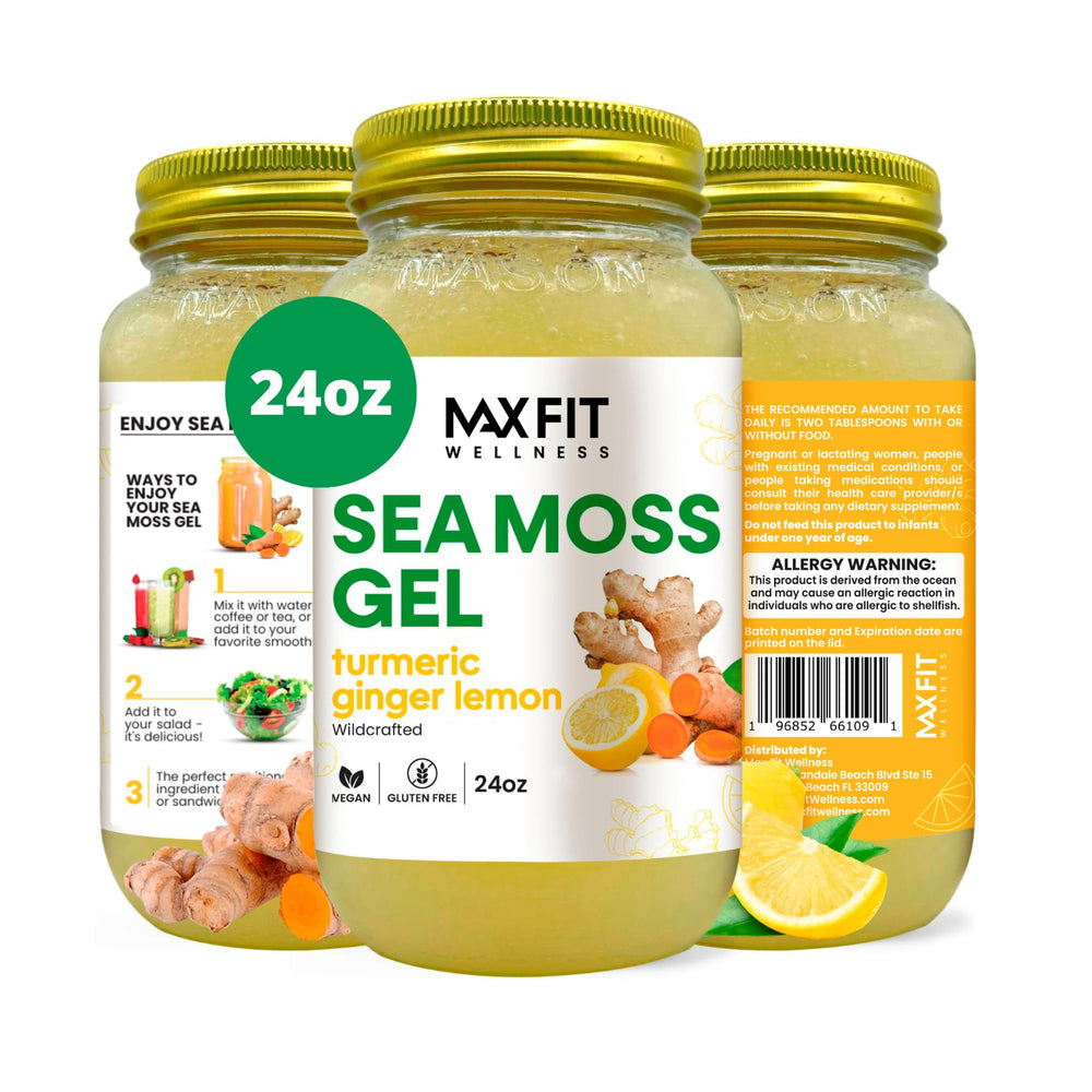 MAX FIT Sea Moss Gel 24oz jar ready to blend into smoothies or sauces for daily wellness