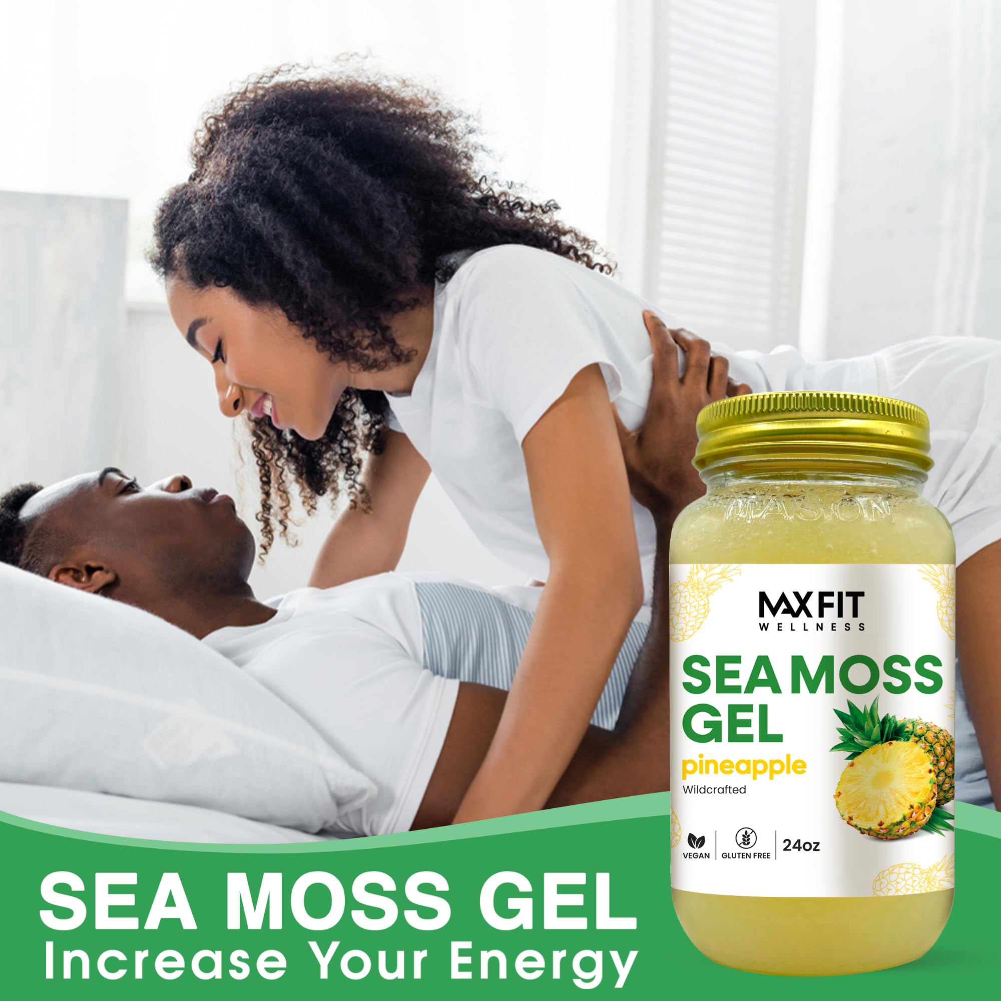 Close-up texture of MAX FIT Sea Moss Gel ideal for smoothies.