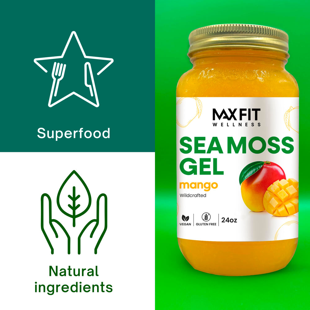 MAX FIT Sea Moss Gel gold texture highlights premium, flavorless versatility.