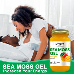 MAX FIT Sea Moss Gel label closeup shows no artificial additives.