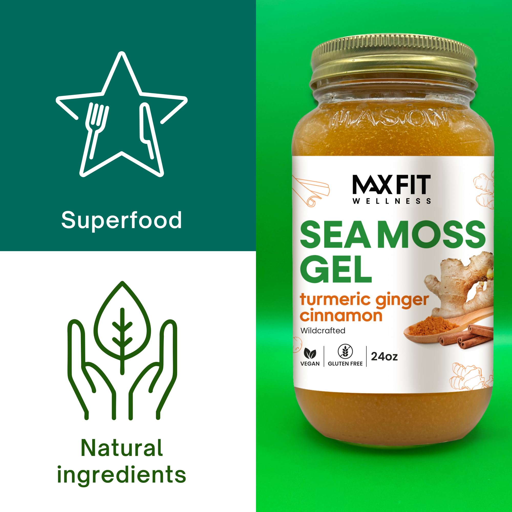 MAX FIT Sea Moss Gel pours into a glass for shakes and bowls.