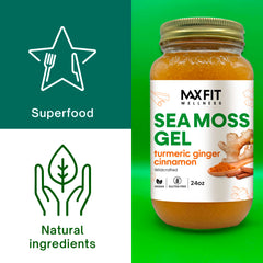MAX FIT Sea Moss Gel pours into a glass for shakes and bowls.