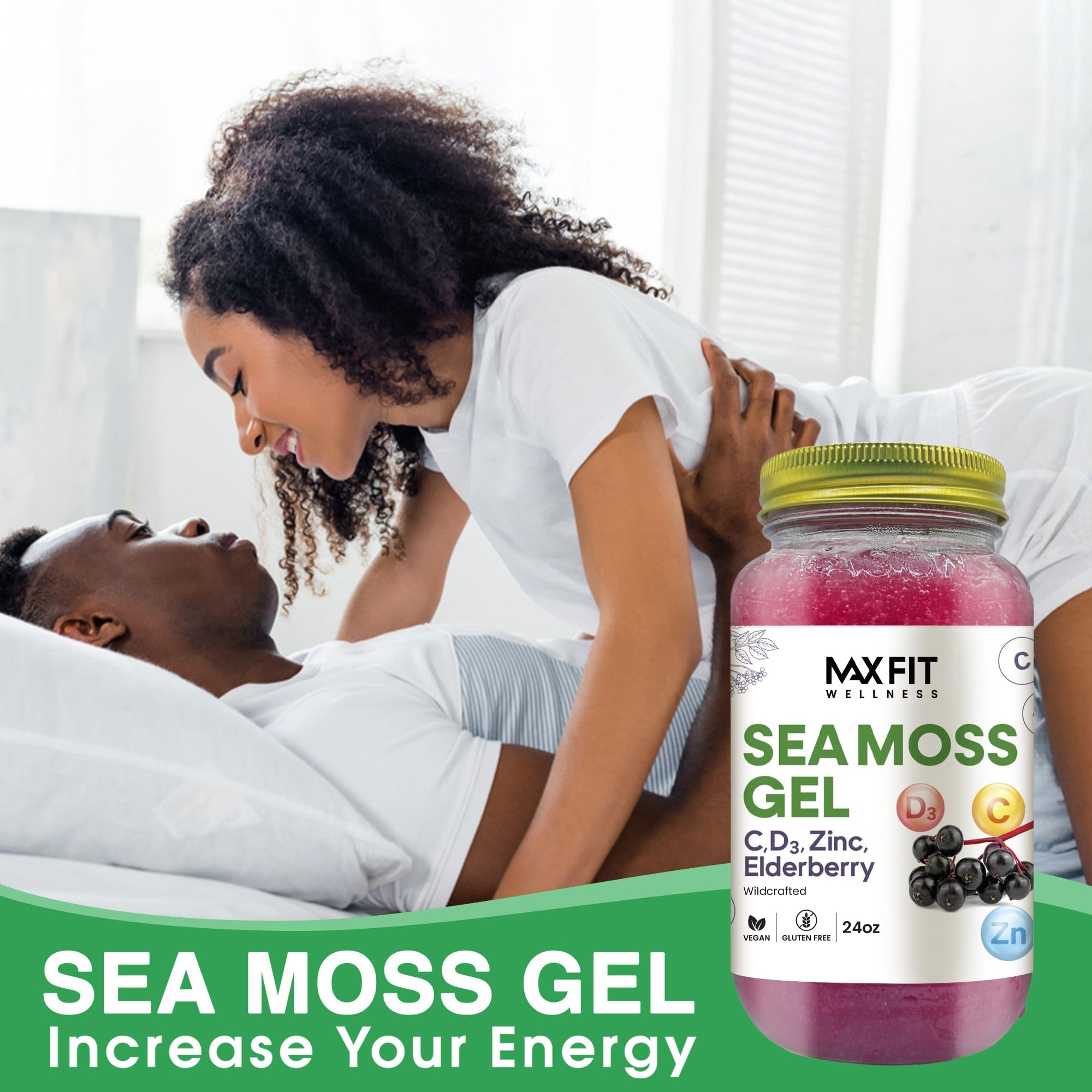 MAX FIT Sea Moss Gel spoon serving for convenient mixing into foods.