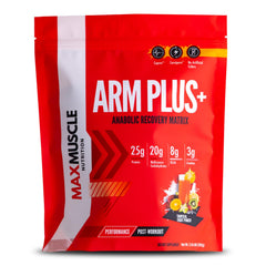 Max Muscle Arm Plus+ bottle front promotes post-workout recovery