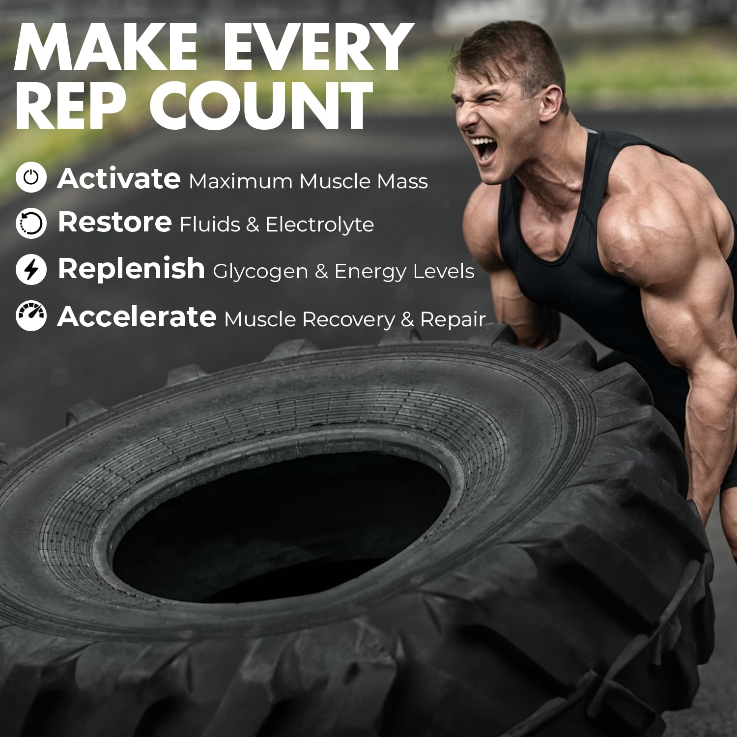 Max Muscle Arm Plus+ smoothie serving illustrates real-fruit flavor and hydration.