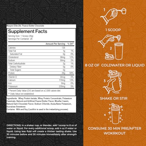 Max Muscle Maxpro Elite scoop illustrating precise serving size