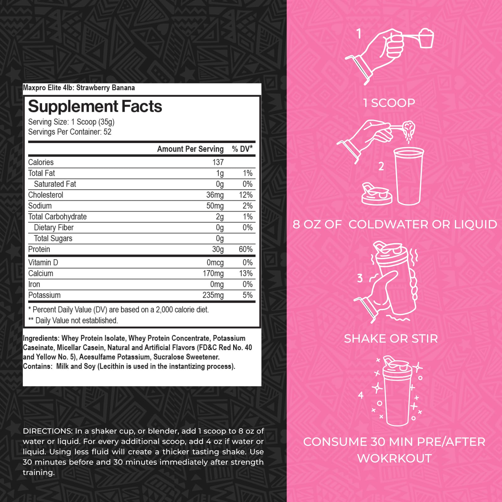 Max Muscle MaxPro Elite Whey scoop demonstrates easy serving for daily goals.