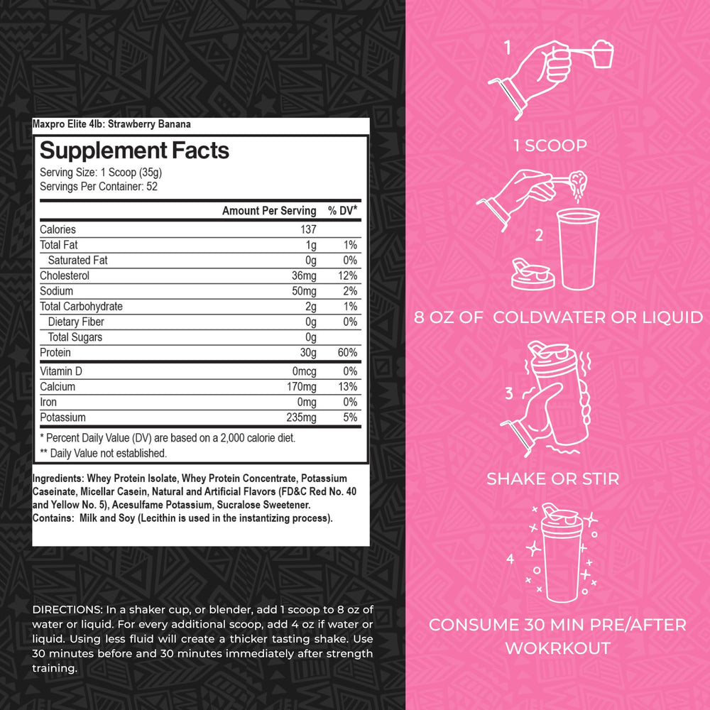 Max Muscle MaxPro Elite Whey scoop demonstrates easy serving for daily goals.
