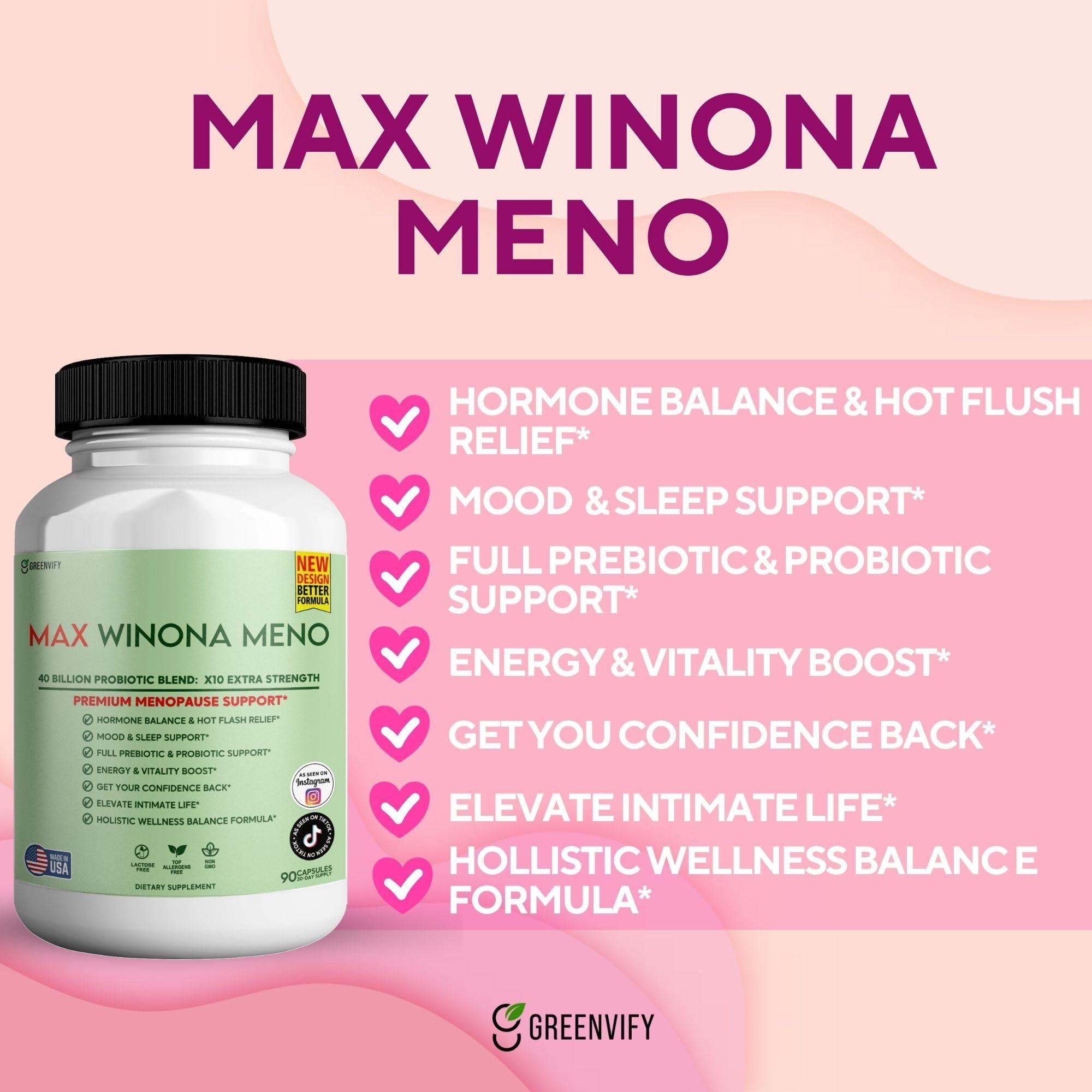 Max Winona Meno Winona Max ingredients label shows plant-based balance support.