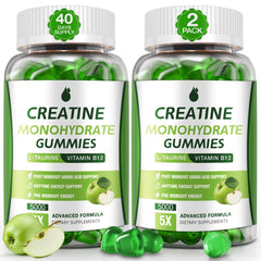 MaxHemp Creatine Gummies bottle front with green apple flavor for convenient muscle support
