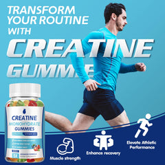 MaxHemp Creatine Gummies label detail showing ingredients and design.