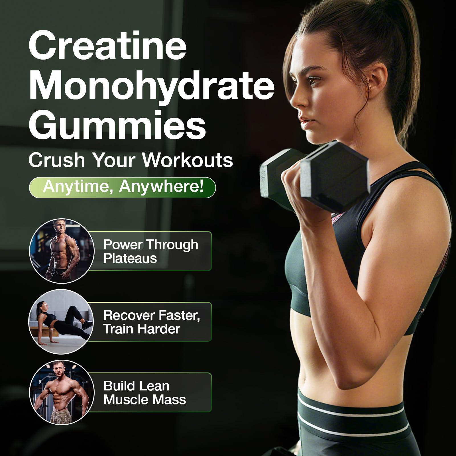 Label details of MaxHemp Creatine Gummies showing natural flavor and serving size