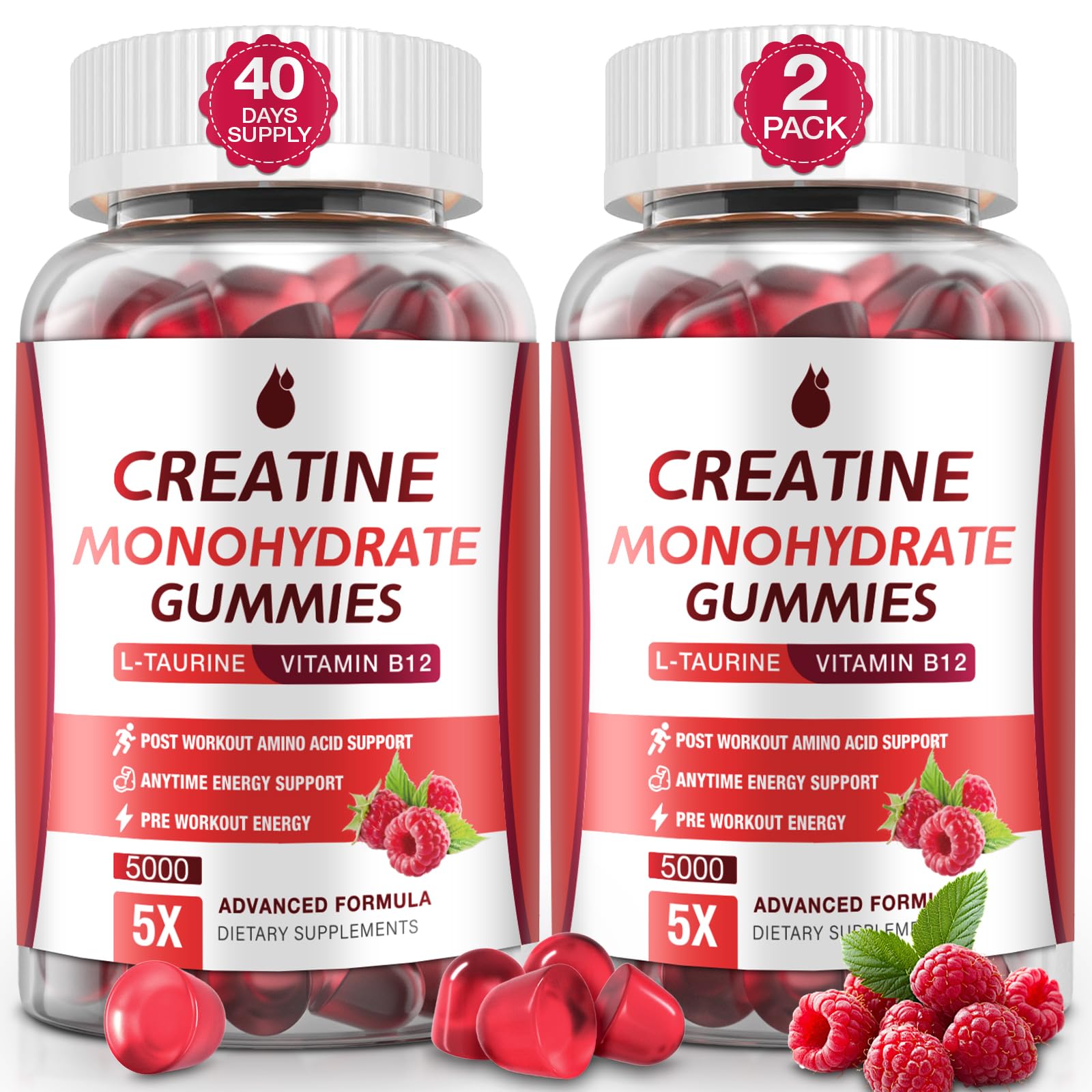 MaxHemp Creatine Gummies bottle front for convenient, tasty muscle support on the go