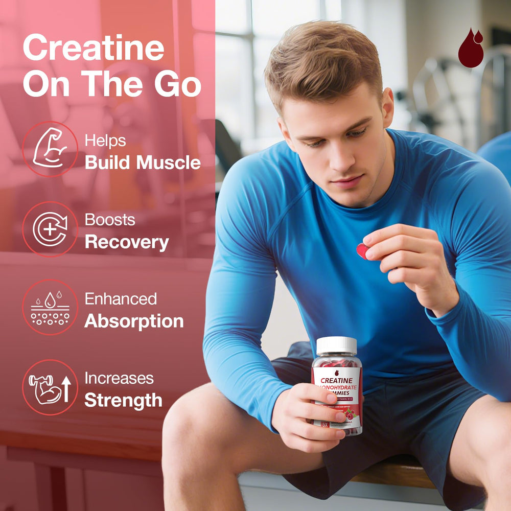MaxHemp Creatine Gummies chews close-up emphasizes soft texture and easy digestion