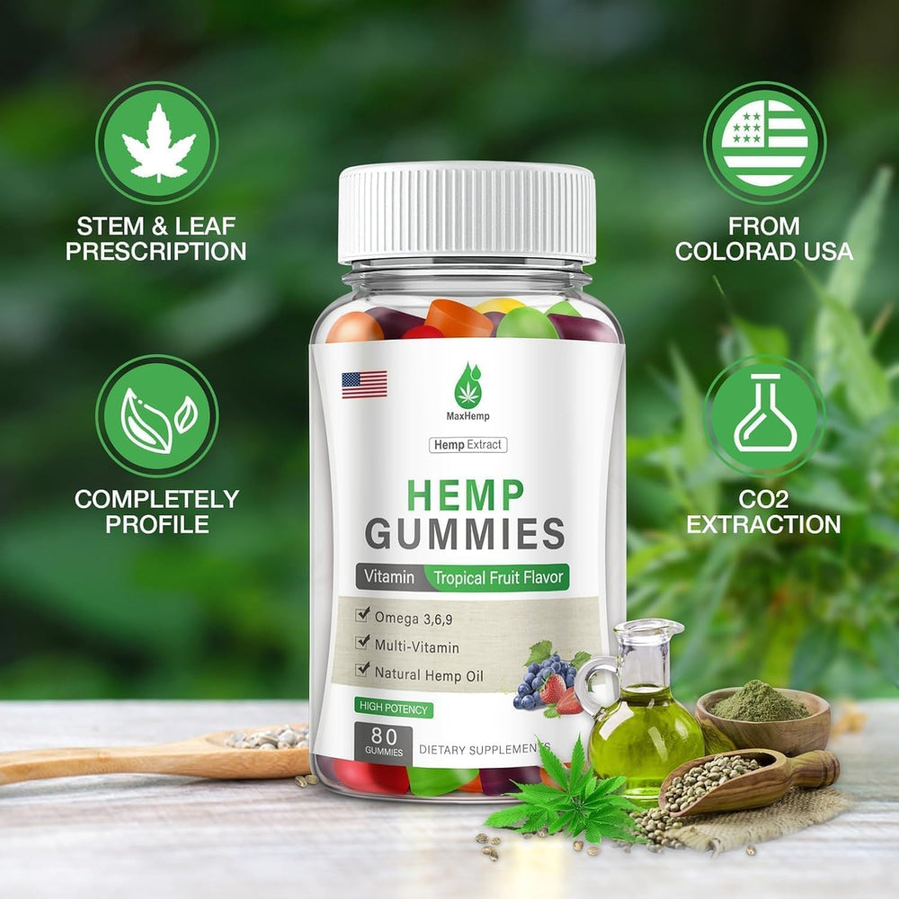 MaxHemp hemp gummies for pain relief bottle supports daily comfort