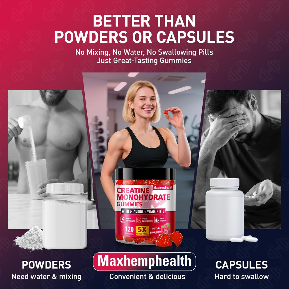 Bottle spill scenario with Maxhemphealth Creatine Gummies, easy access during workouts.