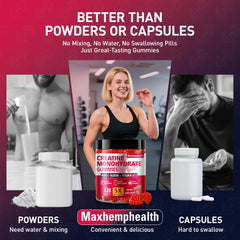 Bottle spill scenario with Maxhemphealth Creatine Gummies, easy access during workouts.