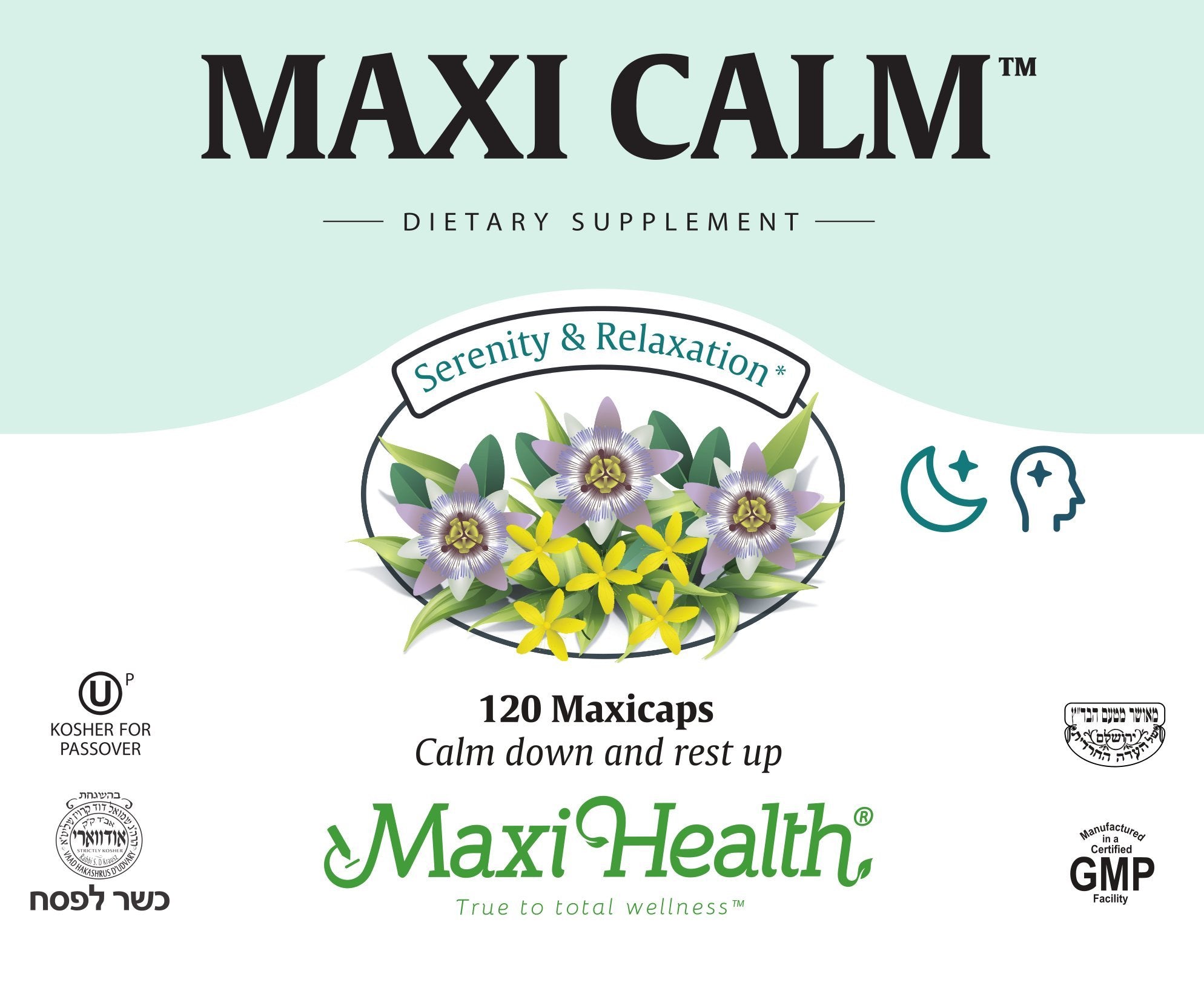 Maxi Calm st-johns-wort visual focuses on mood balance support.