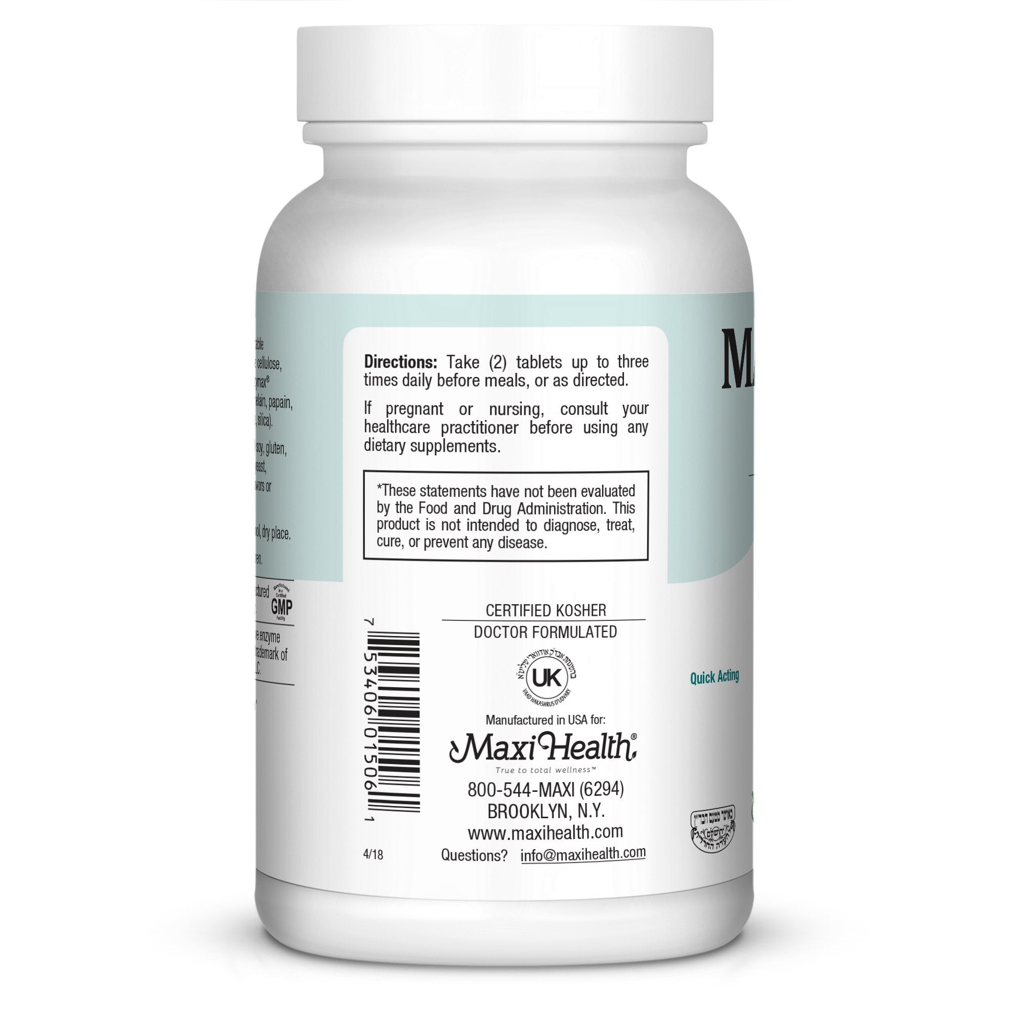 Maxi Health 60 tablets close-up emphasizes convenient daily support.
