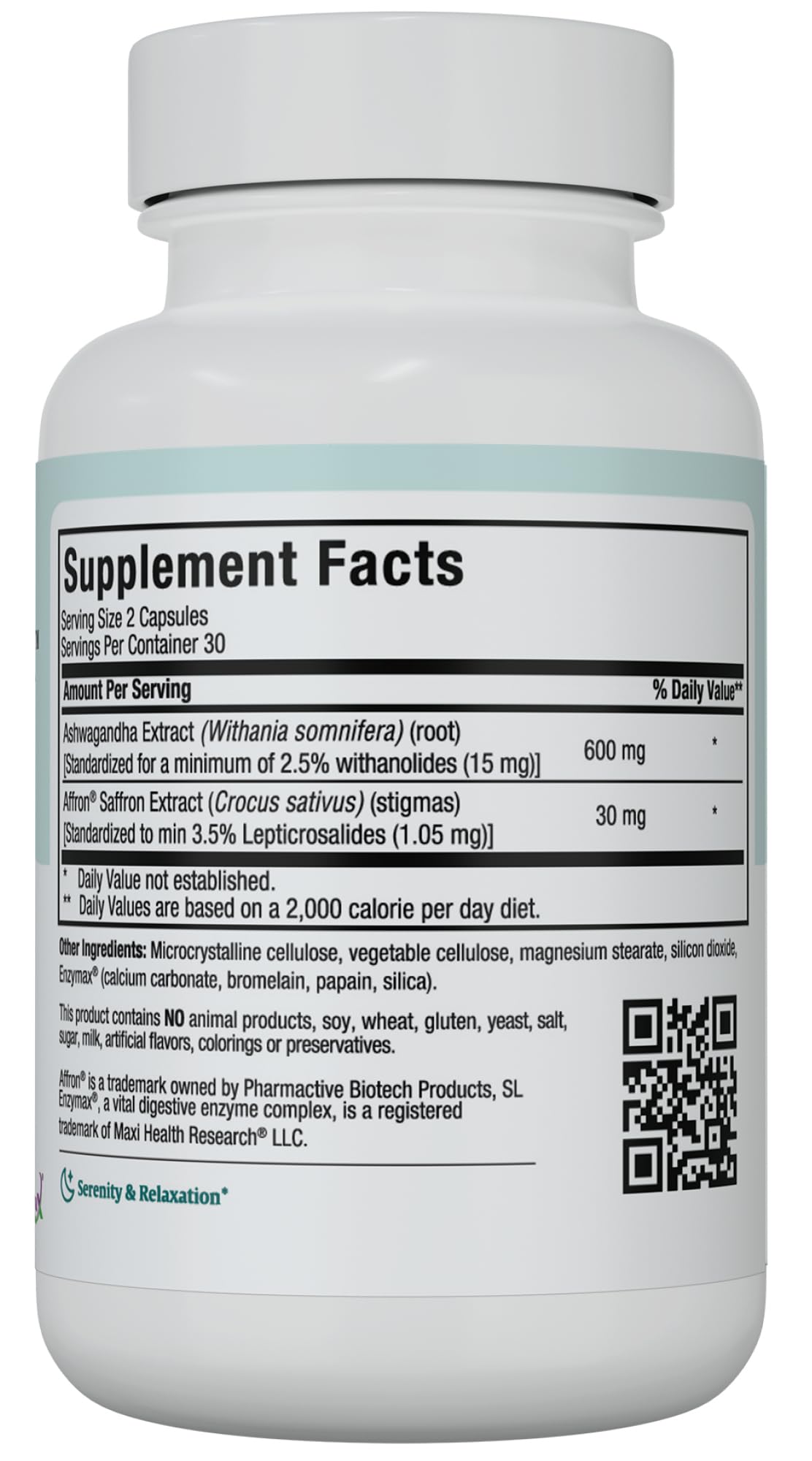 Maxi Health Ashwagandha Saffron capsules close-up highlighting calm focus potential