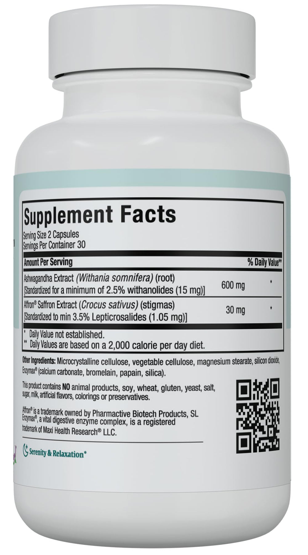Maxi Health Ashwagandha Saffron capsules close-up highlighting calm focus potential