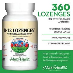 Maxi Health B12 lozenges in foil-pack for on-the-go use.
