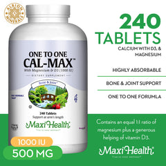 Maxi Health bone-teeth-joint-support tablets in bottle for daily use